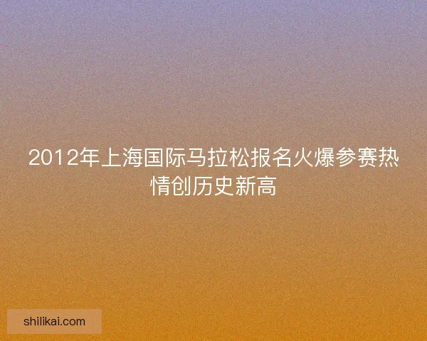 2012年上海国际马拉松报名火爆参赛热情创历史新高