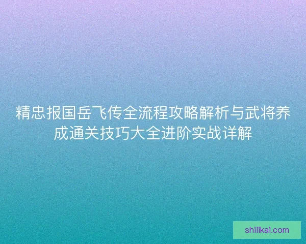 精忠报国岳飞传全流程攻略解析与武将养成通关技巧大全进阶实战详解