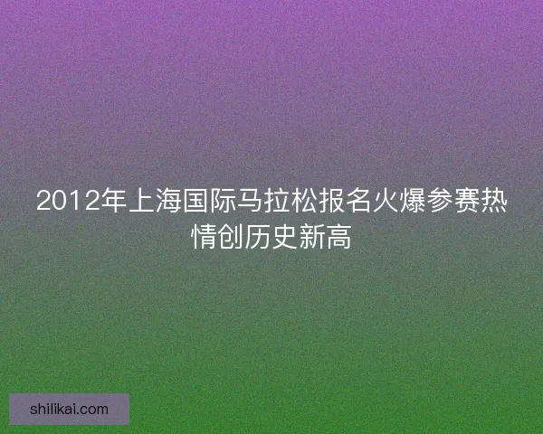 2012年上海国际马拉松报名火爆参赛热情创历史新高