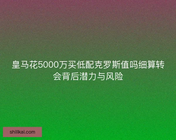 皇马花5000万买低配克罗斯值吗细算转会背后潜力与风险
