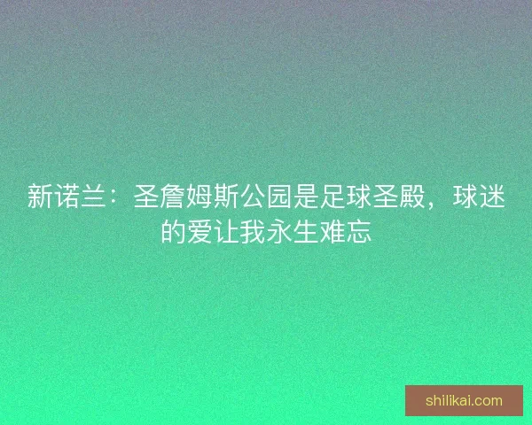 新诺兰：圣詹姆斯公园是足球圣殿，球迷的爱让我永生难忘
